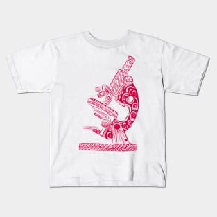 Scientific Microscope Line Drawing (Beetle Crimson) Kids T-Shirt